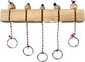 Sleutelhanger hangblok met sleutelhangers - Bruin / Rood - Hout - 20 x 2,2 x 16 cm
