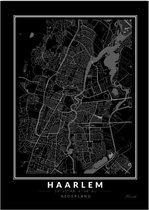 Poster Stad Haarlem - A4 - 21 x 30 cm - Inclusief lijst (Zwart Aluminium)