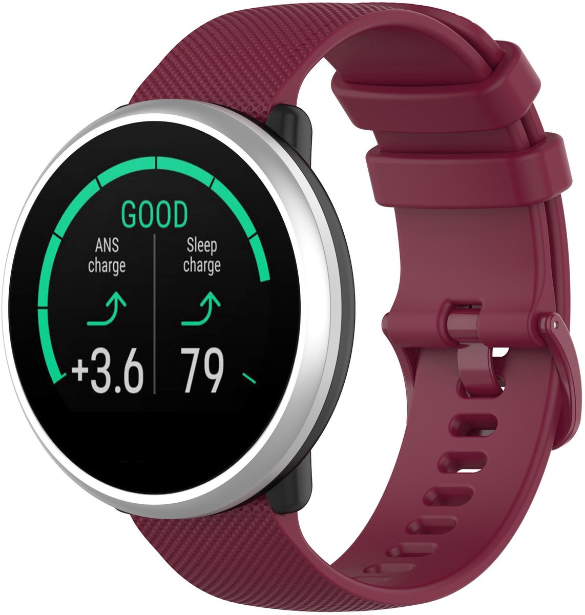 123watches sport gesp band - wijn rood - - Geschikt voor Polar Ignite / Ignite 2 / Ignite 3 / Pacer / Unite / Overige smartwatches met 20mm bandje