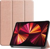 Hoesje Geschikt voor iPad Pro 2021 (11 inch) Hoes Case Tablet Hoesje Tri-fold - Hoes Geschikt voor iPad Pro 11 inch (2021) Hoesje Hard Cover Bookcase Hoes - Rosé goud