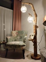 Houten boomstam lamp vloerlamp handgemaakt lamp landelijk industrieel model LOTUS incl. LED WIRE LAMP
