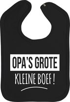 Slabbetjes - slabber - slab - baby - Opa's grote kleine boef! - drukknoop - stuks 1 - zwart