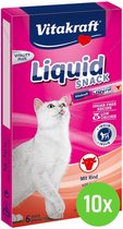 10 x Vitakraft Cat Snack Liquide Bœuf & Inuline 6 Pièces