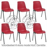 King of Chairs -set van 6- model KoC Daniëlle rood met zwart onderstel. Kantinestoel stapelstoel kuipstoel vergaderstoel tuinstoel kantine stapel stoel kantinestoelen stapelstoelen