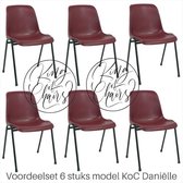 King of Chairs -set van 6- model KoC Daniëlle bordeaux met zwart onderstel. Kantinestoel stapelstoel kuipstoel vergaderstoel tuinstoel kantine stapel stoel kantinestoelen stapelsto