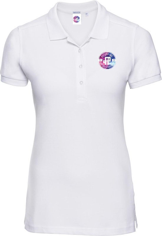 FitProWear Slim-Fit Polo Rosa Dames - Wit - Maat XXL/2XL - Poloshirt - Sportpolo - Slim Fit Polo - Slim-Fit Poloshirt - T-Shirt - Katoen polo - Polo -  Getailleerde polo dames - Getailleerd poloshirt - Witte polo