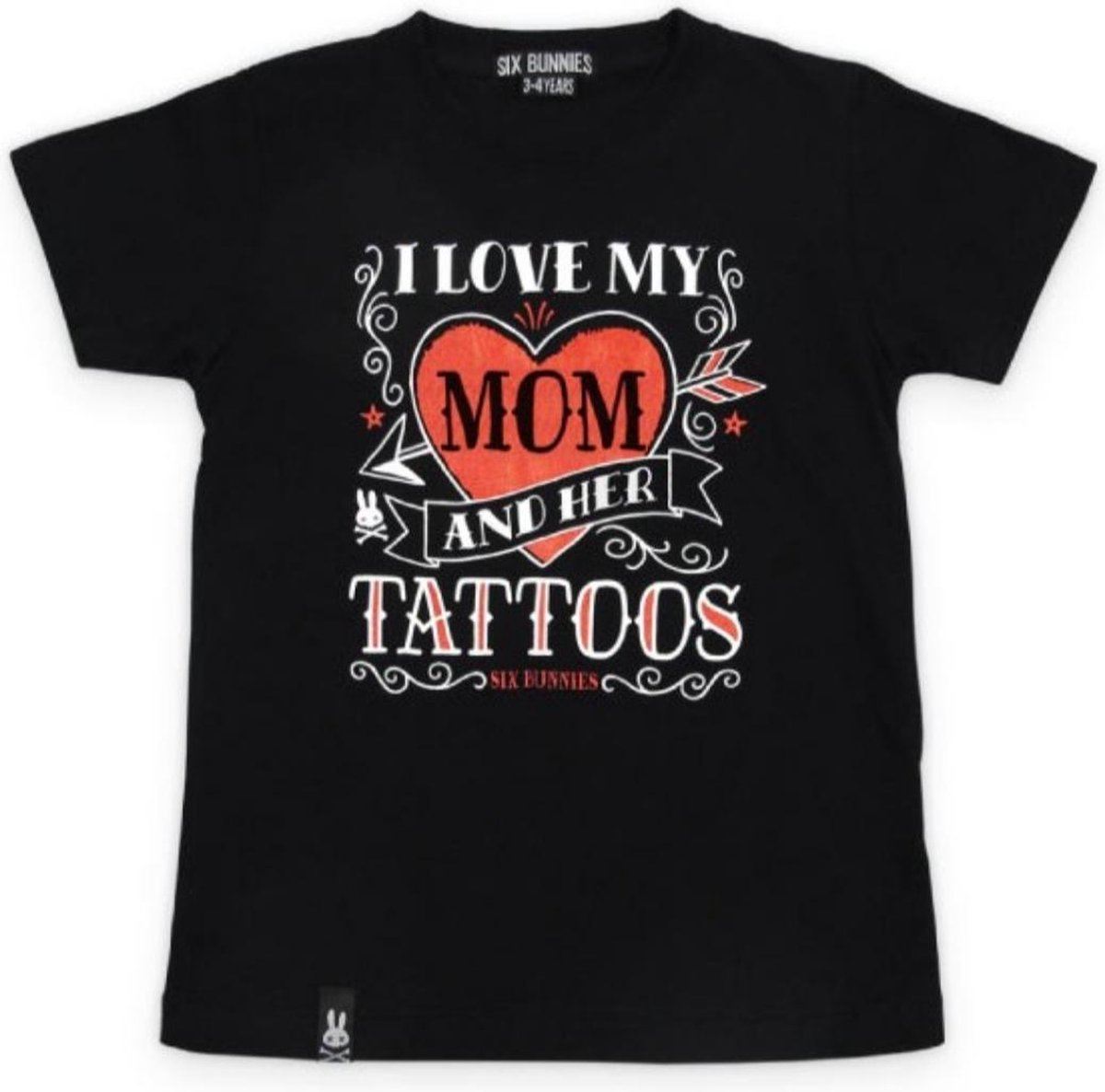 Six Bunnies T-Shirt I Love My Mom Tattoos Maat 8-10 jaar