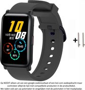 Zwart Siliconen Bandje voor 20mm Smartwatches van Samsung, Pebble, Garmin, Huawei, Moto, Ticwatch, Seiko, Citizen en Q – Maat: zie maatfoto – 20 mm black rubber smartwatch strap -