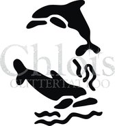 Chloïs Glittertattoo Sjabloon 5 Stuks - Dolphins - CH1314 - 5 stuks gelijke zelfklevende sjablonen in verpakking - Geschikt voor 5 Tattoos - Nep Tattoo - Geschikt voor Glitter Tatt