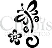 Chloïs Glittertattoo Sjabloon 5 Stuks - Butterfly Flower - CH2003 - 5 stuks gelijke zelfklevende sjablonen in verpakking - Geschikt voor 5 Tattoos - Nep Tattoo - Geschikt voor Glit