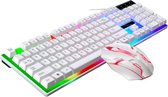 1 set toetsenbord muis kit verdeling RGB-toetsenbord en muis verdeling gaming-toetsenbord en muis Combo achtergrondverlicht gaming-toetsenbord USB-muis voor home-off-gamer (wit) 44