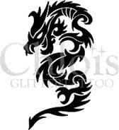 Chloïs Glittertattoo Sjabloon 5 Stuks - Old Dragon - CH2510 - 5 stuks gelijke zelfklevende sjablonen in verpakking - Geschikt voor 5 Tattoos - Nep Tattoo - Geschikt voor Glitter Ta