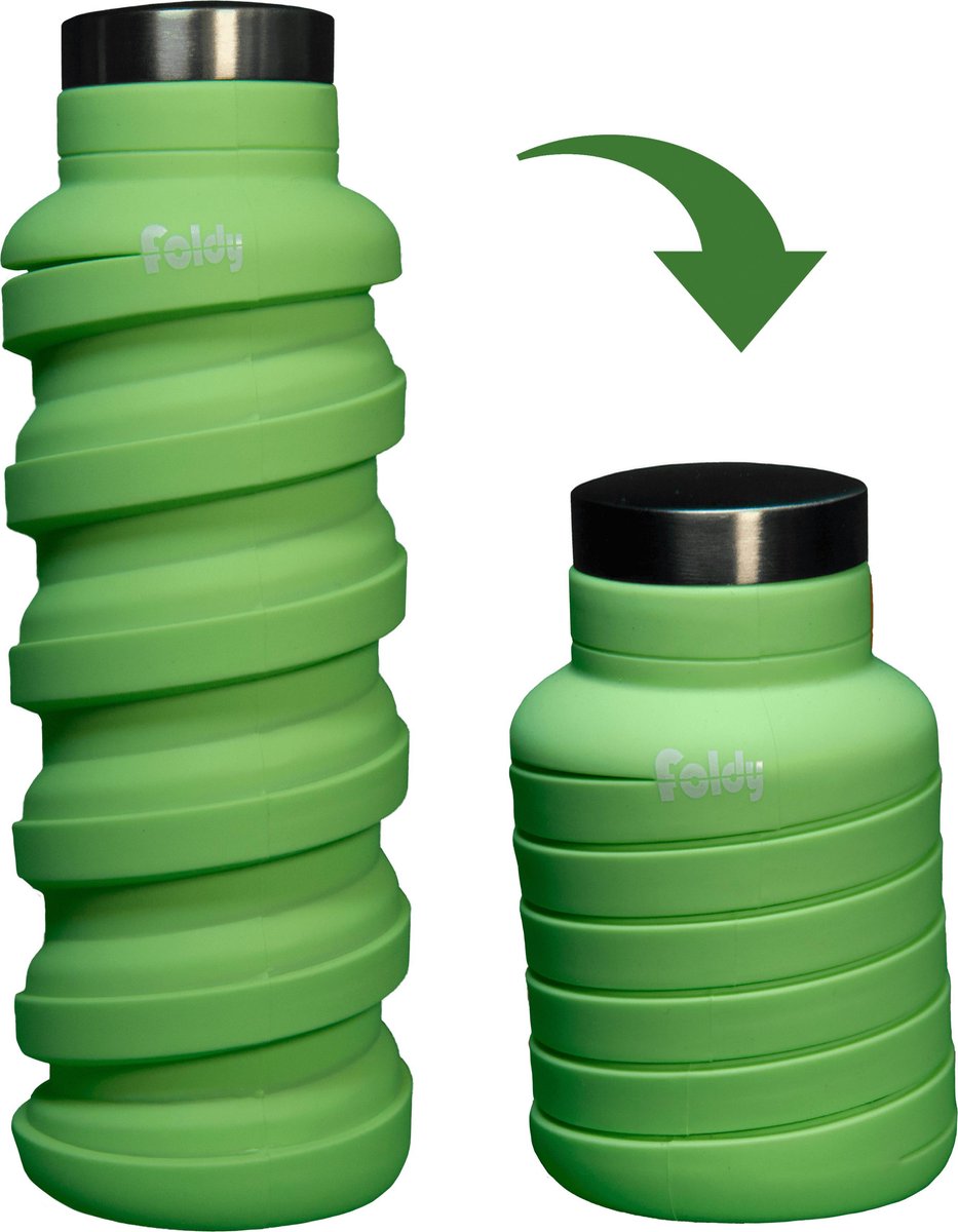 EasyFold® - Foldy - Opvouwbare Drinkfles - 600 ML - Mint Groen - Sportfles - Drinkbeker - Duurzaam - Reizen - Waterfles - Milieuvriendelijk - Sport - Hardlopen - Portable drinkfles - Wereldreis - Gezond - Kinderfles - Stay hydrated - Cadeau idee