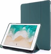 Voor iPad Air 2 Airbag Horizontale Flip Leather Case met drievoudige houder en penhouder (donkergroen)