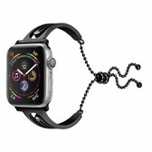 Voor Apple Watch 3/2/1 42 mm universele zwarte diamant roestvrij stalen armband (zwart)