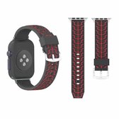 Voor Apple Watch Series 3 & 2 & 1 42 mm Fashion Fishbone patroon siliconen horlogebandje (zwart + rood)