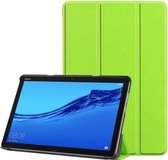 Voor Huawei MediaPad M5 Lite 10,0 inch Custer-patroon Pure kleur Horizontale flip lederen tas met drievoudige houder en met slaap- / wekfunctie (groen)