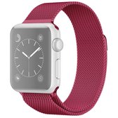 Voor Apple Watch Series 5 en 4 44 mm / 3 en 2 en 1 42 mm Milanese lus magnetische roestvrijstalen horlogeband (theerood)