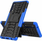 Voor LG Velvet Tyre Texture Shockproof TPU + PC beschermhoes met houder (blauw)