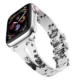 Waterdruppelvormige lederen polsband Horlogeband voor Apple Watch Series 4 & 3 & 2 & 1 42 mm (wit en grijs)