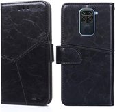 Voor Xiaomi Redmi Note 9 Geometrische stiksels Horizontale flip TPU + PU lederen tas met houder & kaartsleuven en portemonnee (zwart)