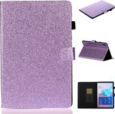 Voor Galaxy Tab S6 T860 Varnish Glitterpoeder Horizontaal Flip Leather Case met houder en kaartsleuf (paars)