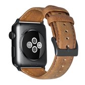 Voor Apple Watch Series 5 & 4 40mm / 3 & 2 & 1 38mm Oil Wax lederen band horlogeband (geel bruin)