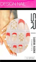 Plaknagels | 12 Nagels | Volwassenen | Geen Lijm Nodig | Gold Stripes