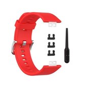 Voor Huawei Watch Fit Siliconen vervangende polsband Horlogeband met roestvrijstalen gesp (rood)