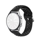 Voor Galaxy Watch 3 45 mm siliconen sportband in effen kleur, maat: gratis maat 22 mm (zwart)