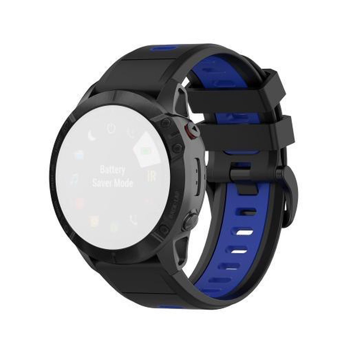 Voor Garmin Fenix 6X siliconen tweekleurige band (zwartblauw)