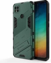 Voor Geschikt voor Xiaomi Redmi 9C Punk Armor 2 in 1 PC + TPU schokbestendig hoesje met onzichtbare houder (groen)