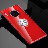 Voor Huawei Mate 30 Pro schokbestendig transparant TPU beschermhoes met metalen ringhouder (transparant rood)