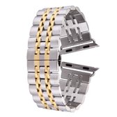 Voor Apple Watch 38 mm verborgen vlindergesp 7 kralen roestvrijstalen horlogeband (zilver + goud)