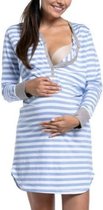 Gestreepte zwangerschapsjurk met lange mouwen, maat: S (lichtblauw)-Blauw