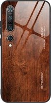 Voor Xiaomi Mi 10 Pro houtnerfglas beschermhoes (M02)