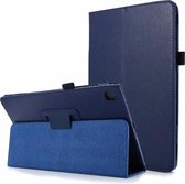 Voor Samsung Galaxy Tab A7 10.4 (2020) T500 Litchi Textuur Horizontale Flip Effen Kleur Leren Case met Houder (Donkerblauw)