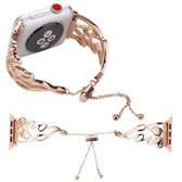 LIEFDE-vormige armband roestvrijstalen horlogeband voor Apple Watch Series 3 & 2 & 1 42 mm (roségoud)