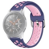 Voor Galaxy Watch 46 / S3 / Huawei Watch GT 1/2 22mm Smart Watch siliconen dubbele kleur polsband horlogeband, maat: S (blauw roze)