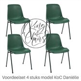 King of Chairs -set van 4- model KoC Daniëlle groen met zwart onderstel. Stapelstoel kantinestoel kuipstoel vergaderstoel tuinstoel kantine stoel stapel stoel kantinestoelen stapel