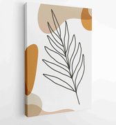 Earth tone background foliage line art drawing with abstract shape and watercolor 1 - Moderne schilderijen – Vertical – 1921715387 - 40-30 Vertical