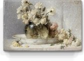 Rozen - John Ferguson Weir - 30 x 19,5 cm - Niet van echt te onderscheiden houten schilderijtje - Mooier dan een schilderij op canvas - Laqueprint.