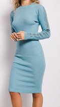 Onder de knie knit dress | blauw | maat L/XL