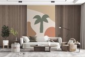 Behang - Fotobehang Palmboom - Pastel - Zomer - Breedte 170 cm x hoogte 260 cm