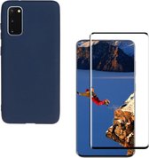 Solid hoesje Geschikt voor: Samsung Galaxy S20 Soft Touch Liquid Silicone Flexible TPU Rubber - Oxford Blauw  + 1X Screenprotector Tempered Glass