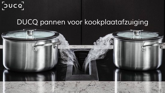 DUCQ Downdraft pannenset - 4 delig - met glazen deksels | bol