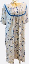 Dames nachthemd korte mouw met bloemenprint L 40-44  grijs/blauw