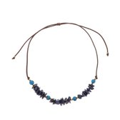 Verstelbare Halsketting - Hangemaakt van Tagua en Acai - Blauw