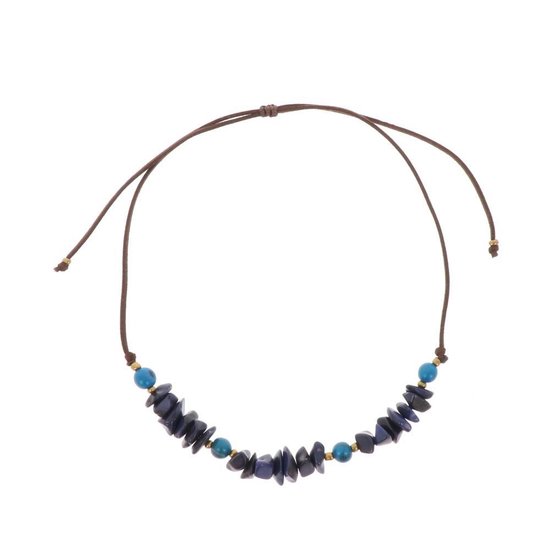 Verstelbare Halsketting - Handgemaakt van Tagua en Acai - Blauw - plantaardig ivoor - bijzonder - huidvriendelijk - milieuvriendelijk - ecologisch - hip - moederdag cadeau - vrouw - dames - kleurrijk- vrolijk - fairtrade - natuurlijk materiaal
