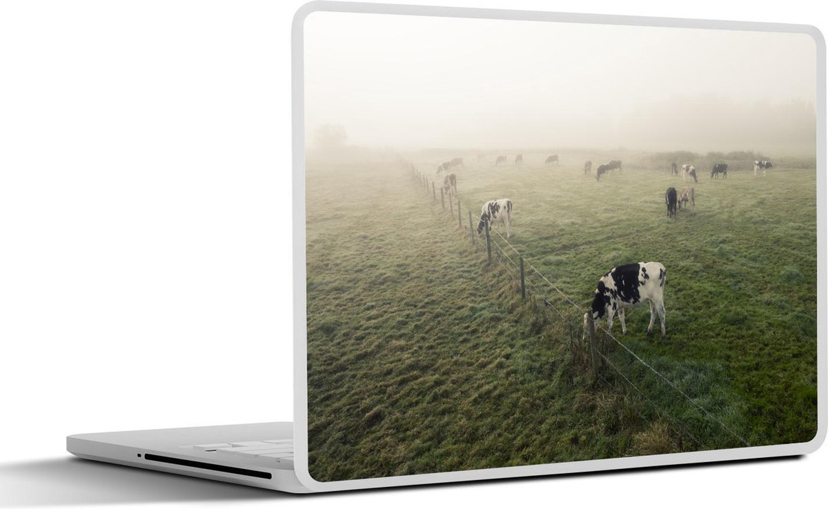 Laptop sticker - 10.1 inch - Koeien - Mist - Friesland - 25x18cm - Laptopstickers - Laptop skin - Cover